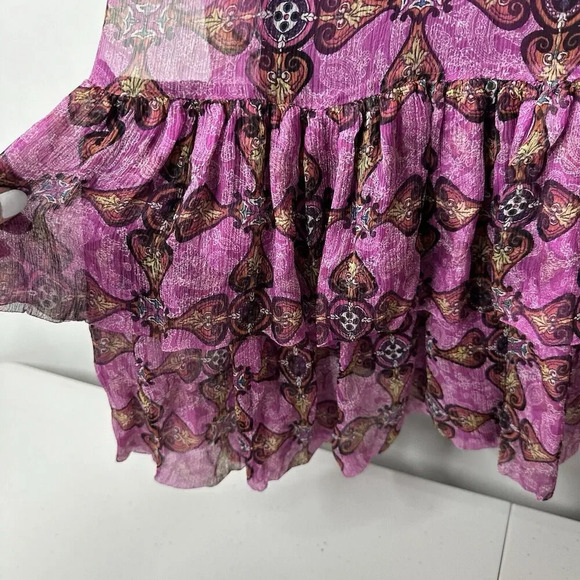 Walter 100% Silk Babydoll Dress Sz 4 Purple Ruffle Tiered Empire Waist Romantic - Picture 5 of 15
